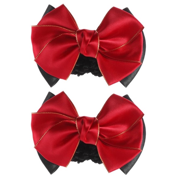LALAFINA 2pcs Women Barrette Crochet Snood Vintage Trim French Red Mesh Ribbon - Picture 1 of 8